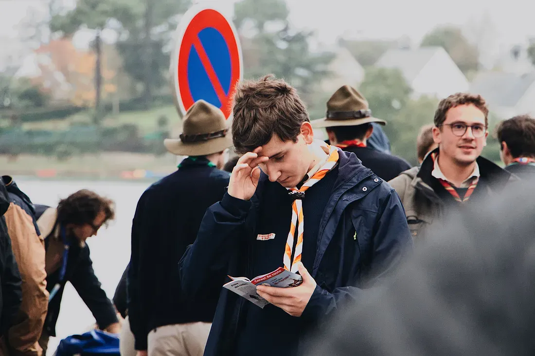 A guy in a crowd.