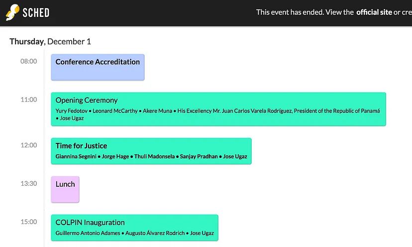 Screenshot of an events calendar planning.