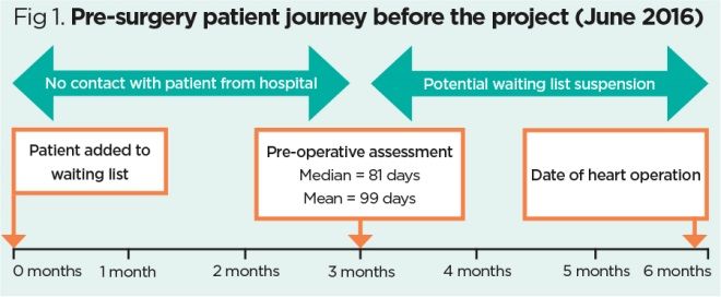 fig 1. pre surgery patient journey before the project june 2016