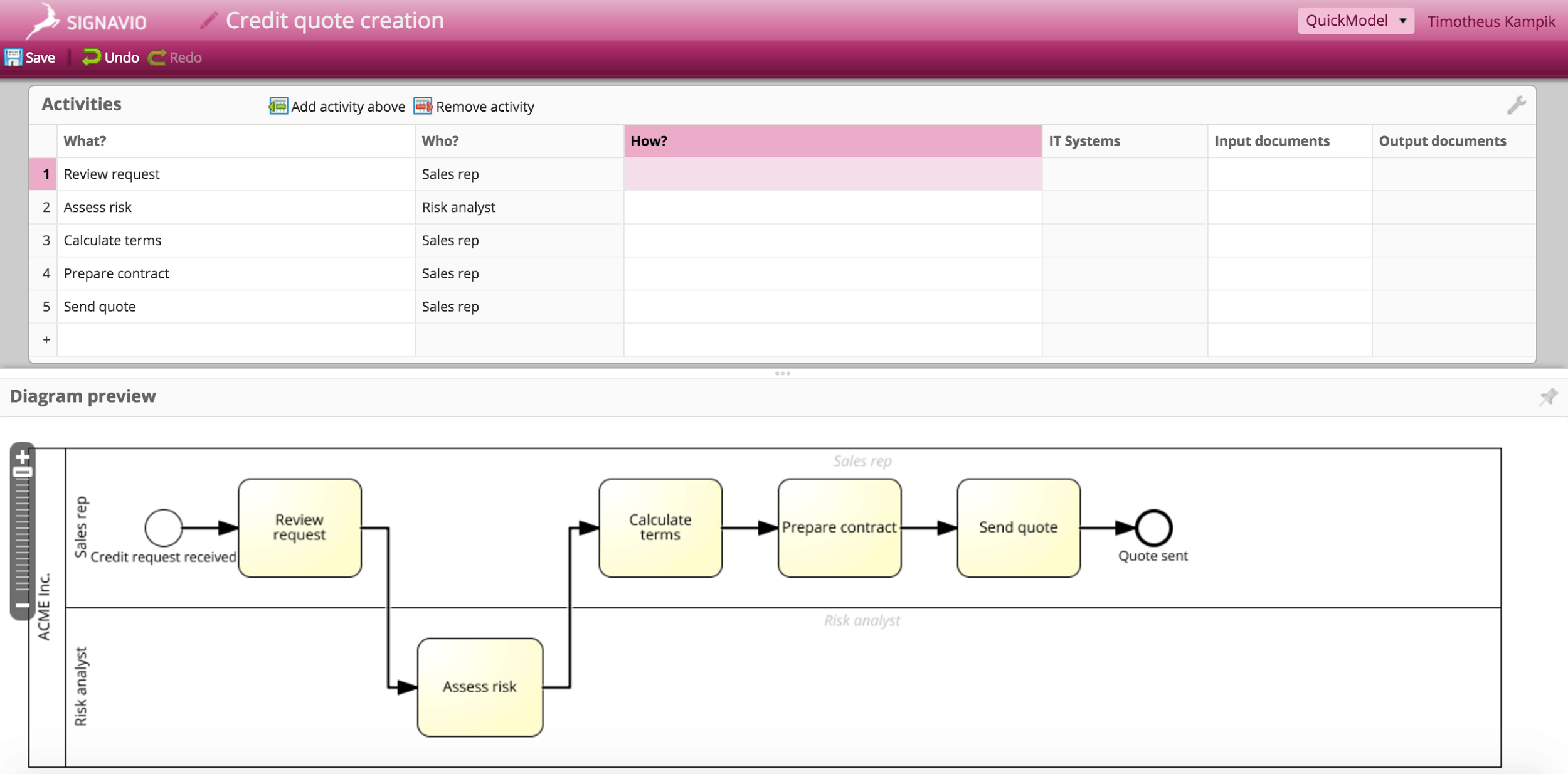 Process Modeling in Quick Model