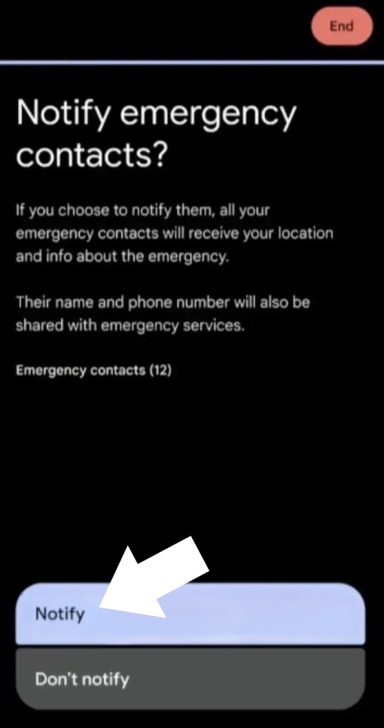 Notify emergency contact