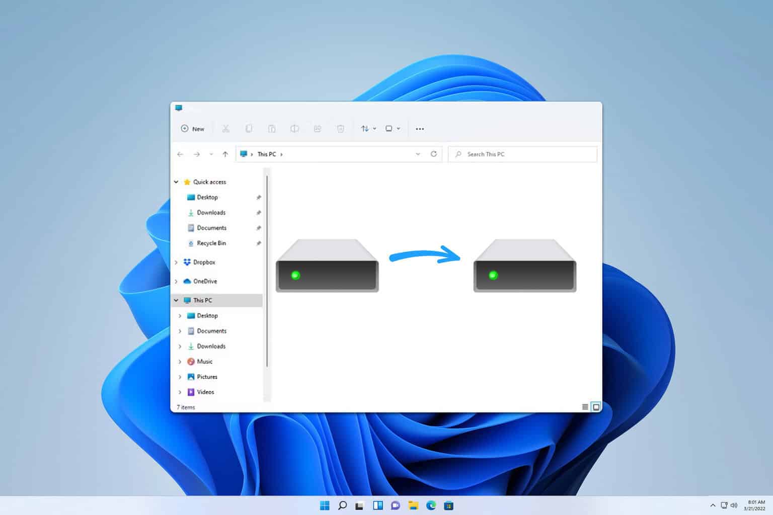 transfer data from one internal hard drive to another