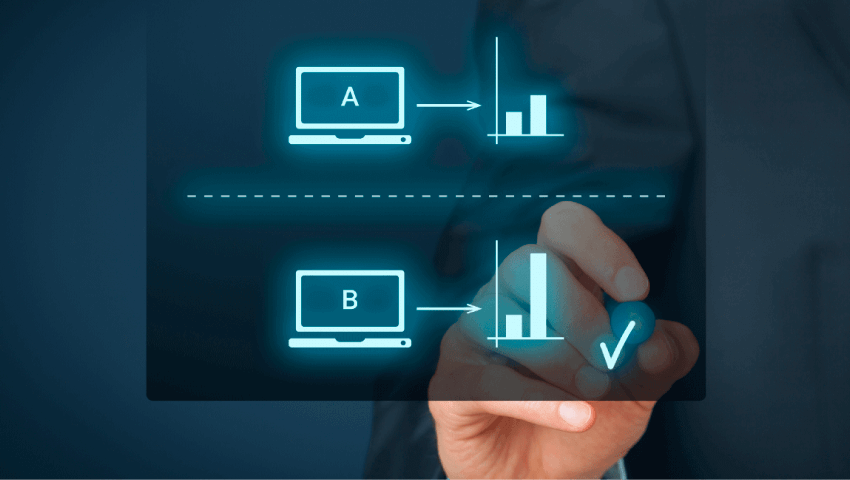 Holographic image of an A/B Testing example