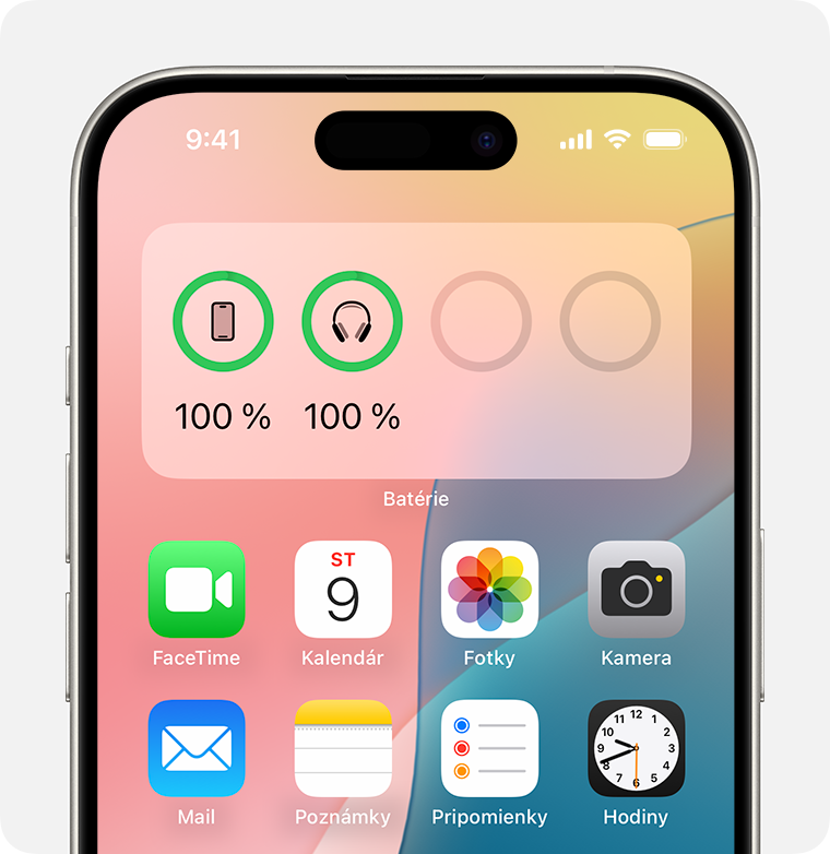 Widget Batérie na ploche iPhonu.