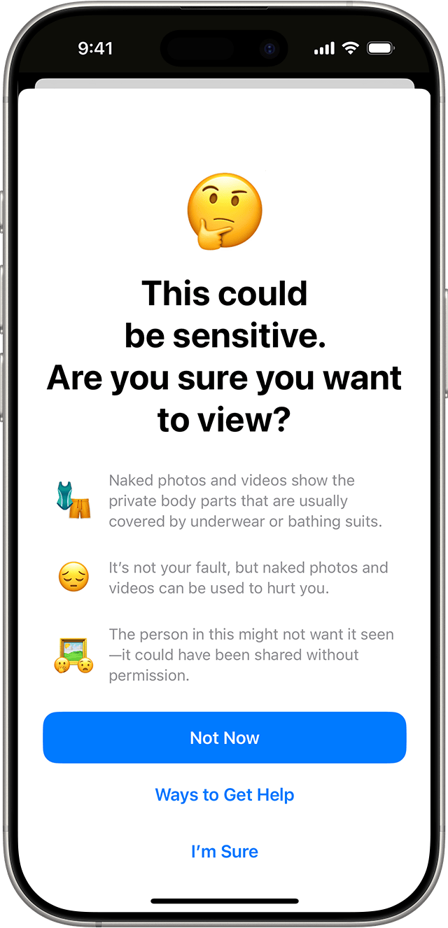 Communication Safety makes sure that the child wants to view potential sensitive content, and offers ways to get help.