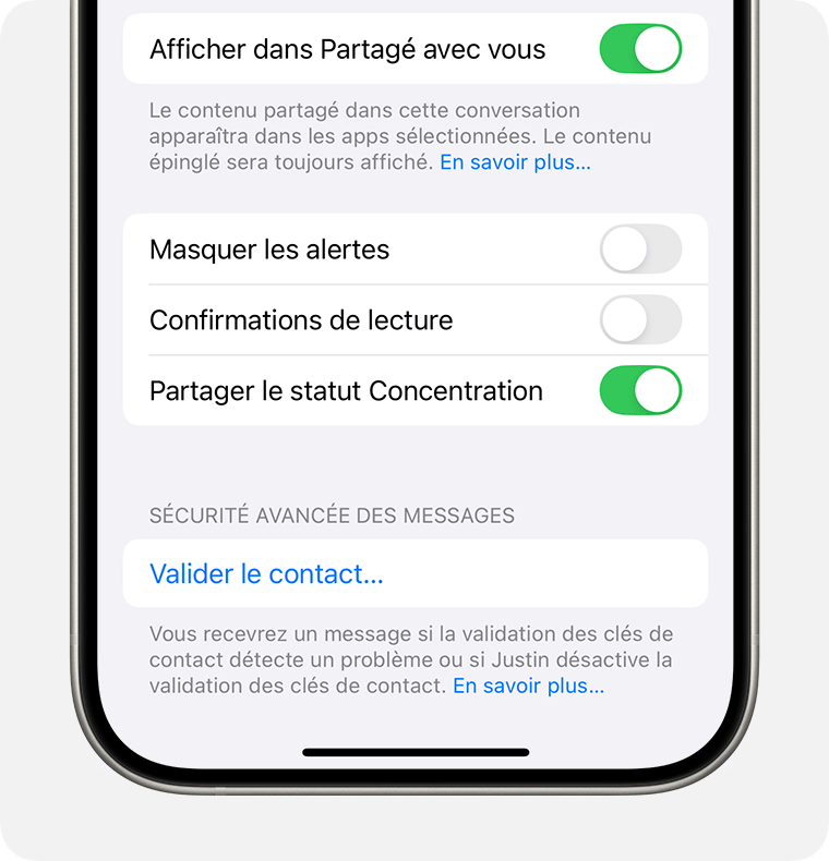 Touchez Valider le contact... pour vous assurer que vous envoyez des SMS à la personne prévue.