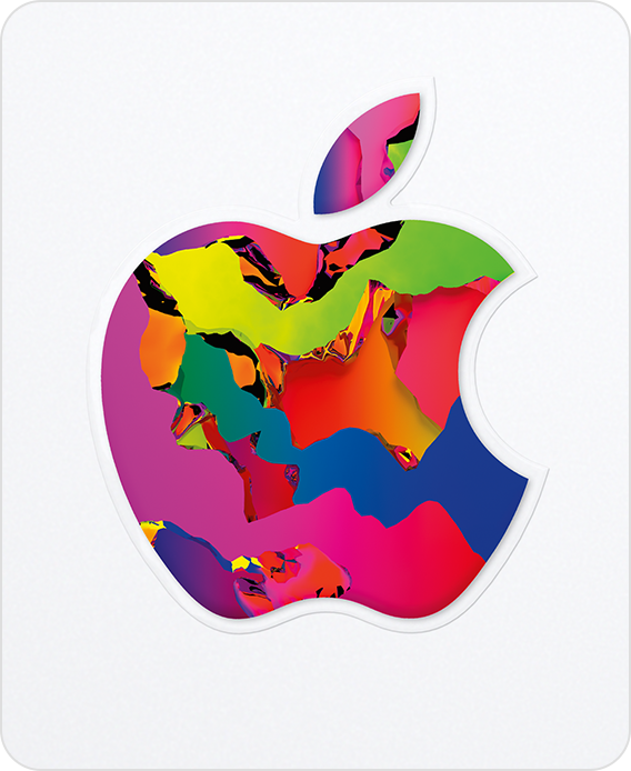 Apple Gift Card จะมีโลโก้ Apple สีสันสดใสบนพื้นหลังสีขาว