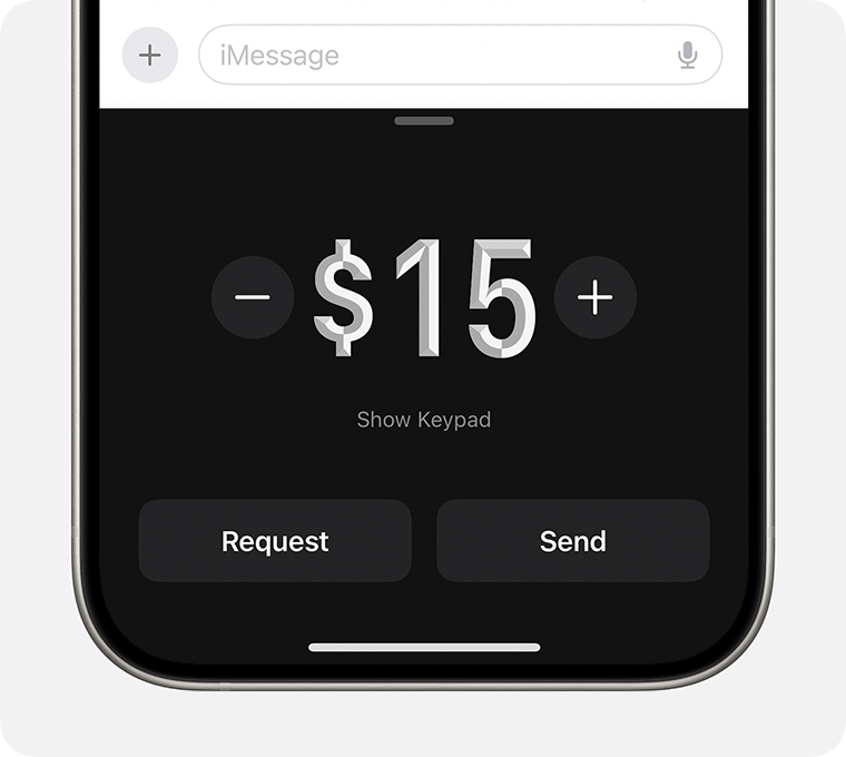 Image of iPhone requesting money in the Messages app