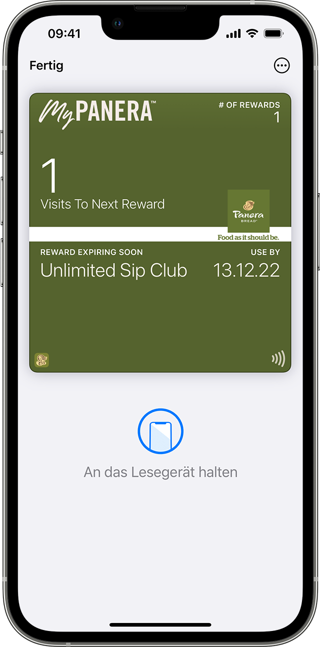 Eine Panera-Treuekarte in Apple Wallet