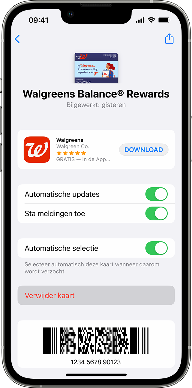 Vasteklantenkaarten in de Wallet-app