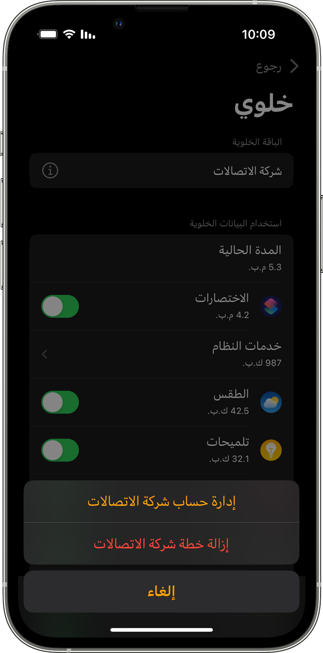 يعرض iPhone شاشة خلوية في تطبيق Watch