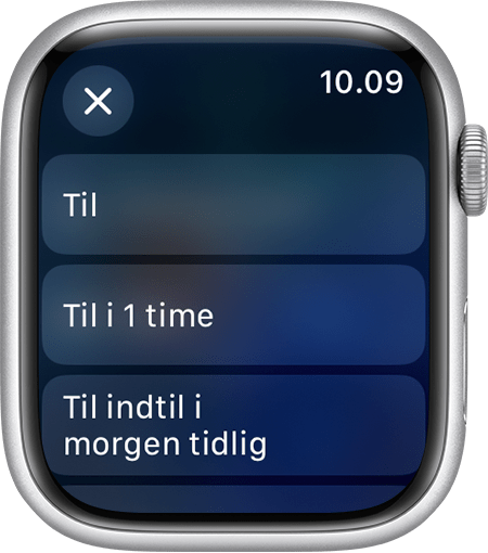 Apple Watch-skærm, der viser indstillingerne til Forstyr ikke