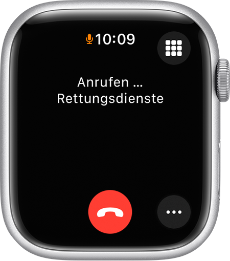 Apple Watch-Display mit einem Anruf bei den Rettungsdiensten