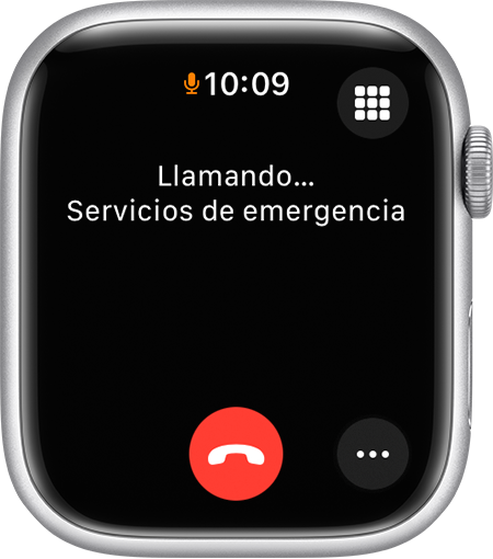 Pantalla del Apple Watch en la que se muestra una llamada a los servicios de emergencia