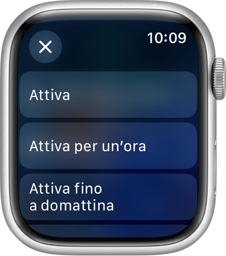 Schermo dell'Apple Watch che mostra l'impostazione Non disturbare