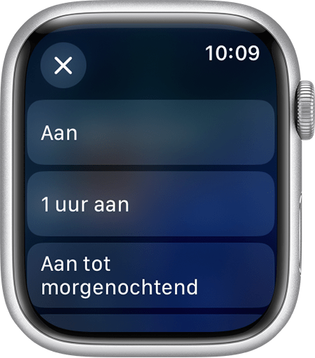 Apple Watch-scherm dat de instellingen voor 'Niet storen' toont