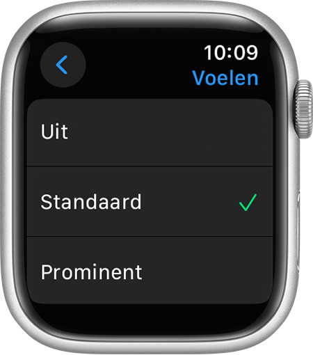 Apple Watch-scherm dat de instellingen voor 'Voelen' toont