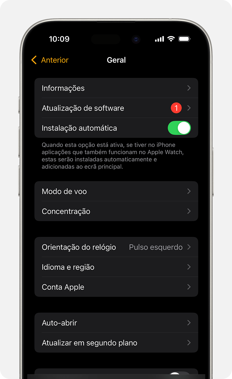 Ecrã do iPhone a mostrar as Definições gerais