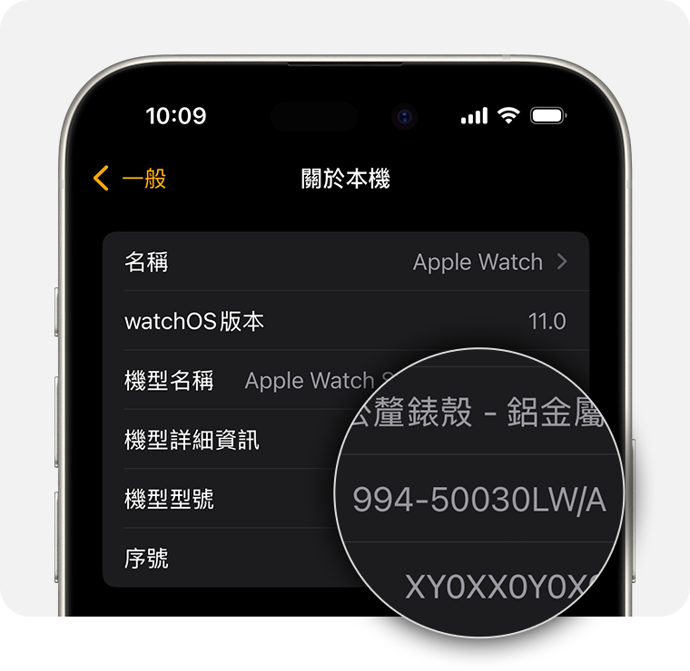 iPhone 螢幕顯示 Apple Watch 的一般設定