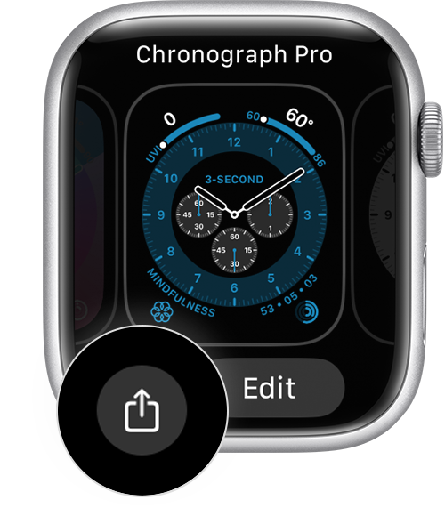 Apple Watch face showing the Share button