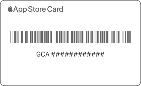 The back of an App Store Card, showing a serial number beginning with GCA and 12 numerical digits.