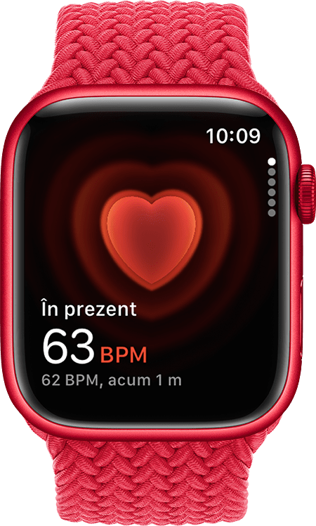 Dispozitiv Apple Watch care arată un ritm cardiac de 54 bătăi pe minut.