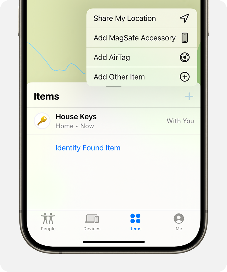 In Find My, tap Add Other Item to add a third-party Find My network accessory.