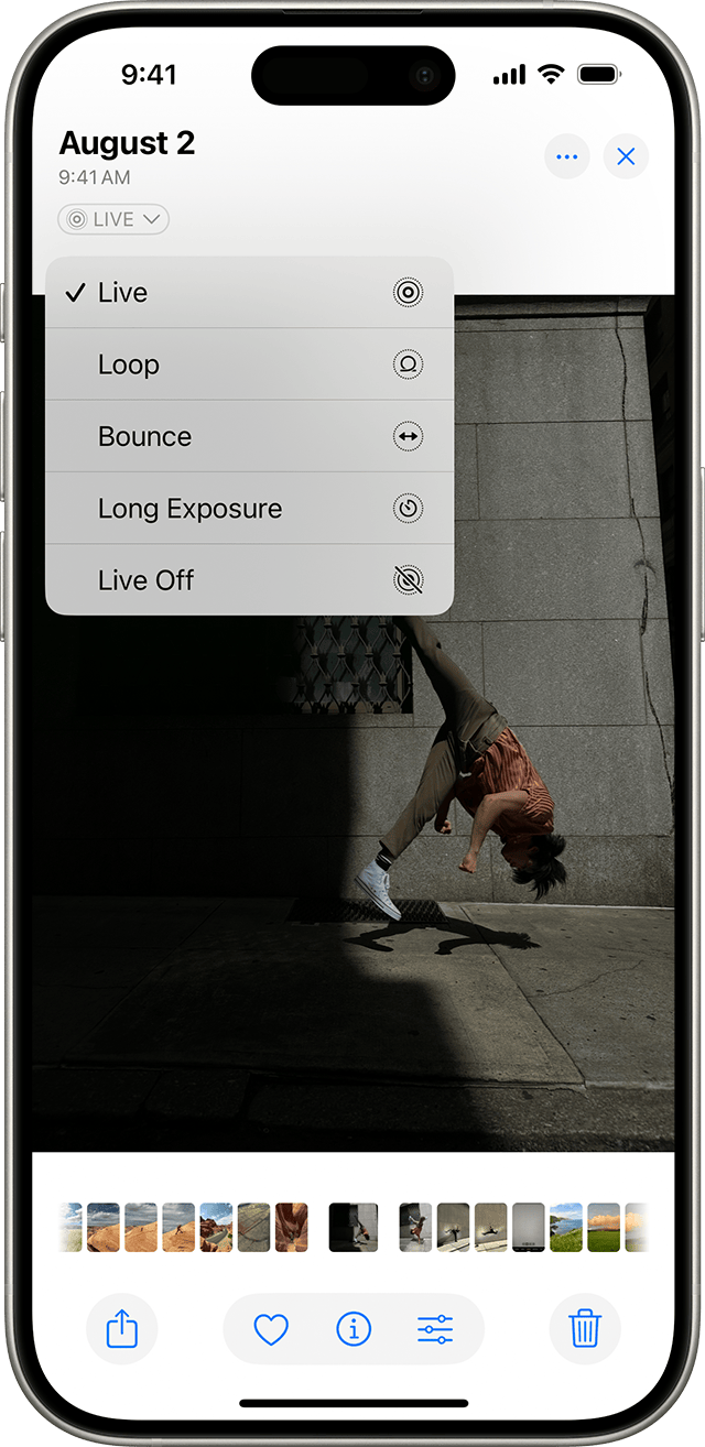 You can switch your Live Photos to other effects or to a normal photo in the Photos app.