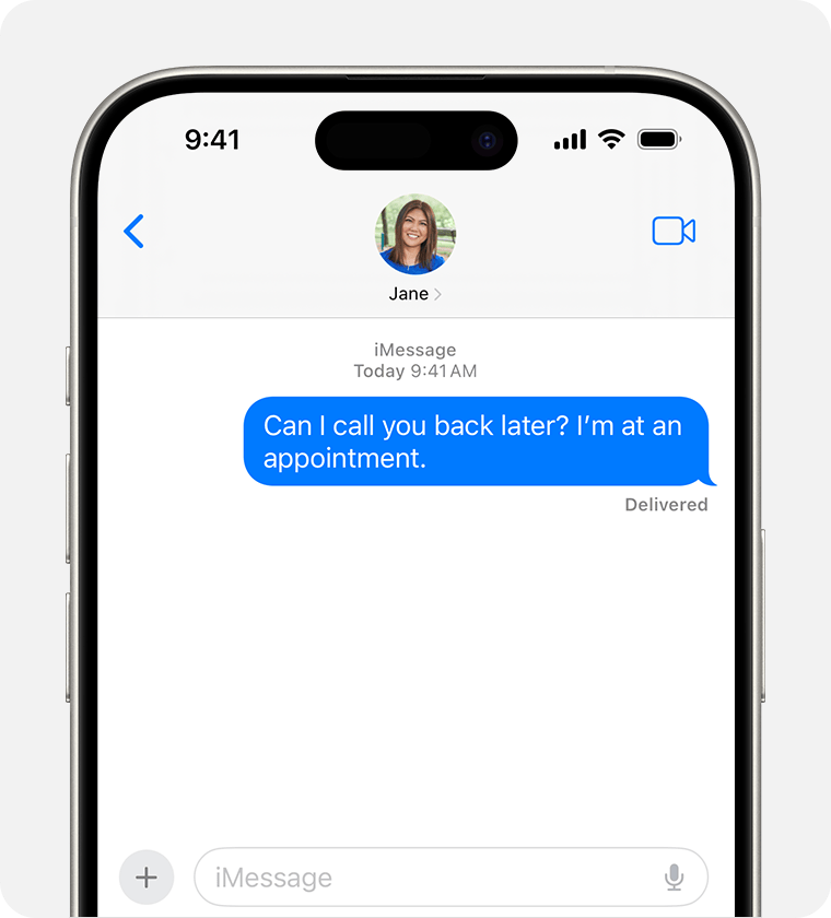 Modré bubliny ukazujú, že správa bola odoslaná prostredníctvom iMessage.