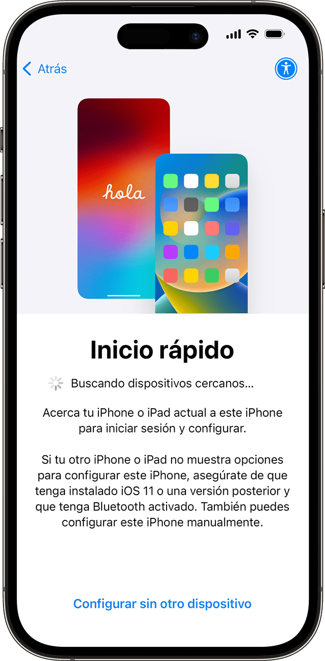 La pantalla Inicio rápido en iOS 17