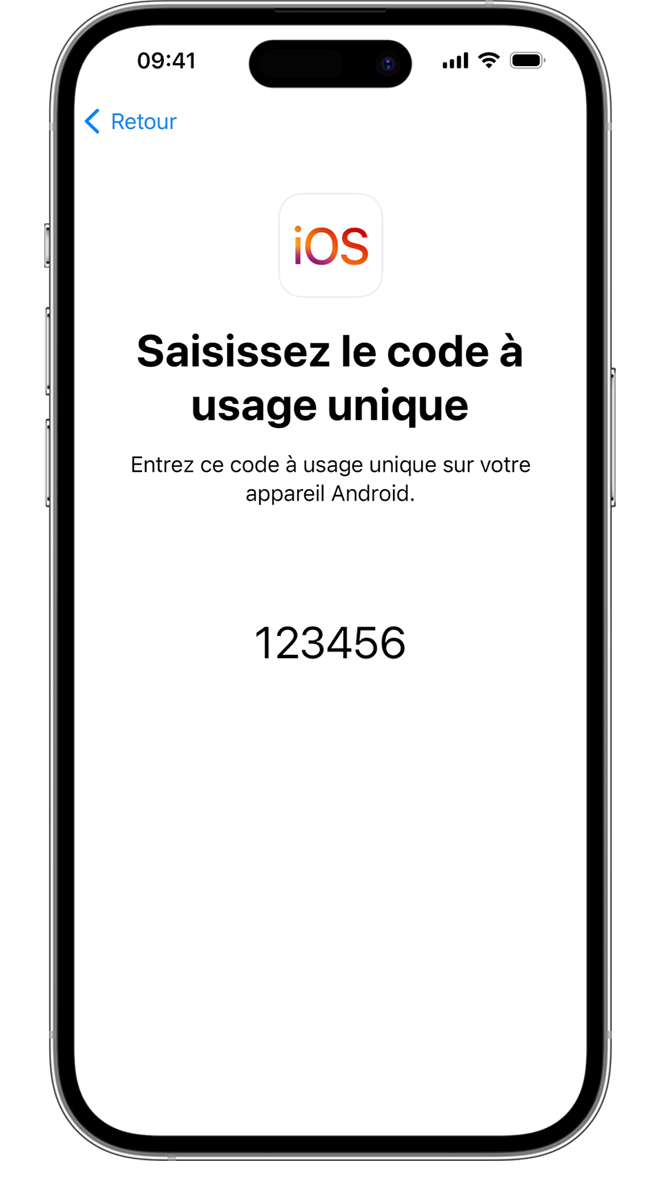 Un code unique confirme que les deux appareils sont connectés.