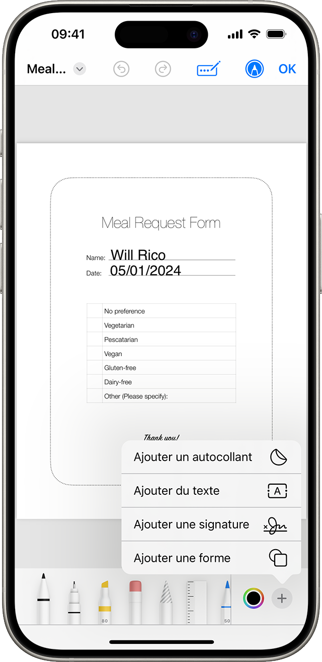 Sous iOS 17, vous pouvez utiliser la fonctionnalité Annoter pour ajouter du texte, des formes ou même une signature aux documents et aux images.