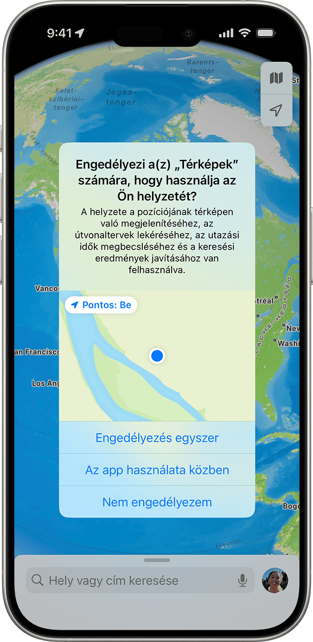 Egy iPhone-on használt alkalmazás hozzáférést kér az Ön tartózkodási helyéhez