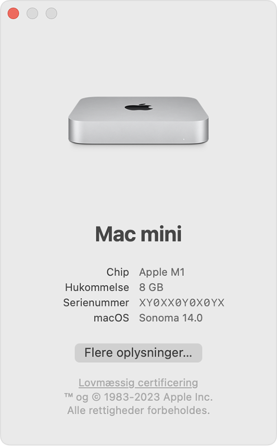 Vinduet Om denne Mac