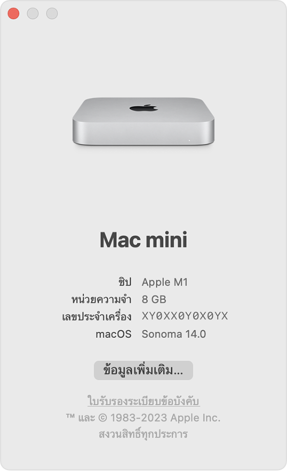 หน้าต่างเกี่ยวกับ Mac เครื่องนี้