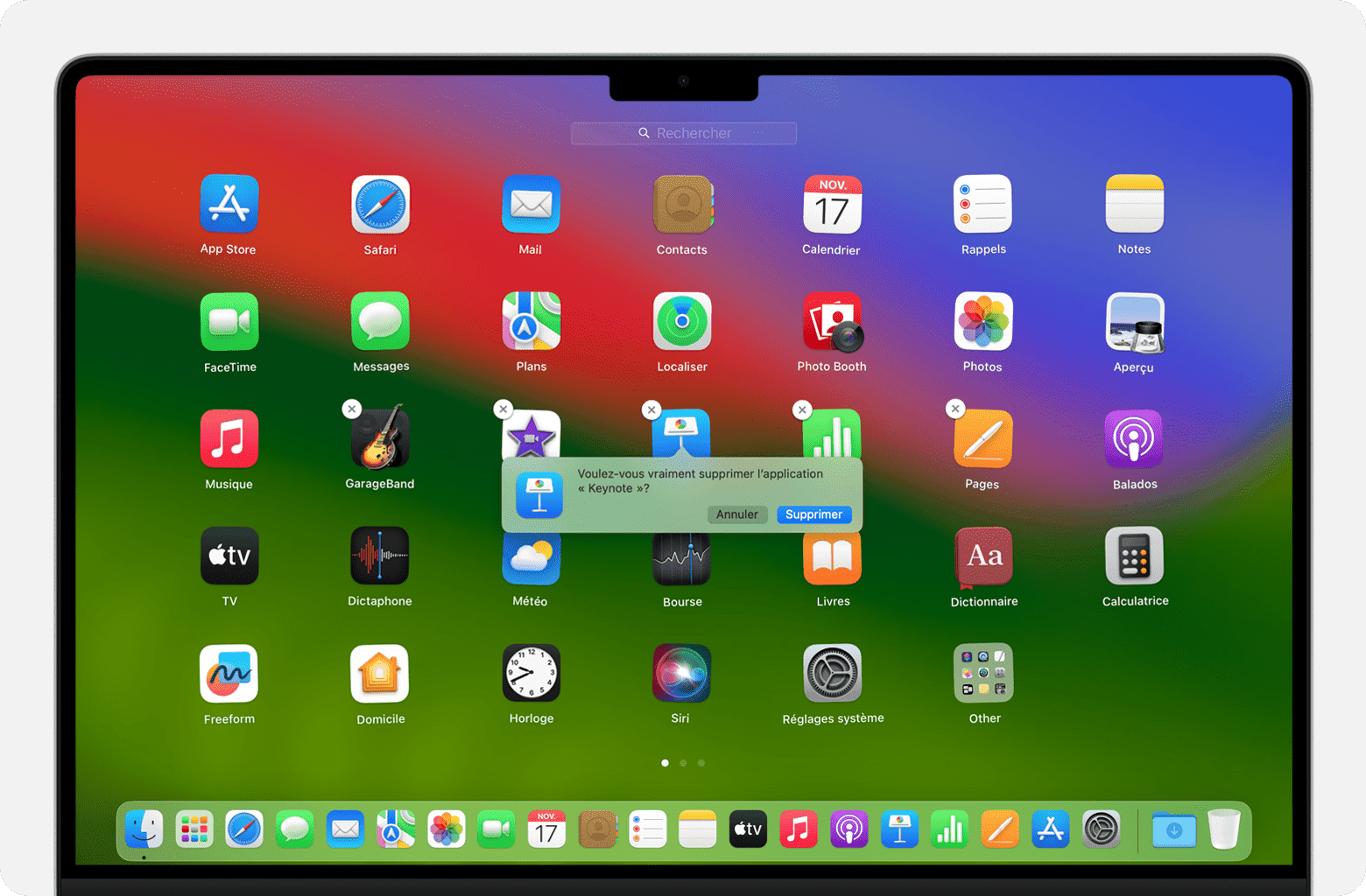 La fenêtre du Launchpad montre comment supprimer des apps