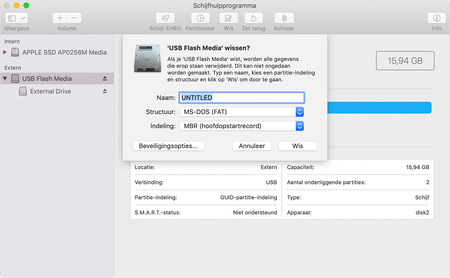 Disk Utility window