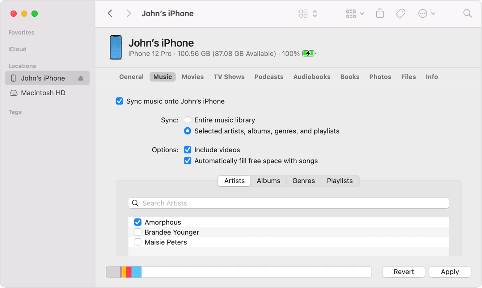 With the Finder on macOS Monterey, you can sync your music from your phone to your computer.