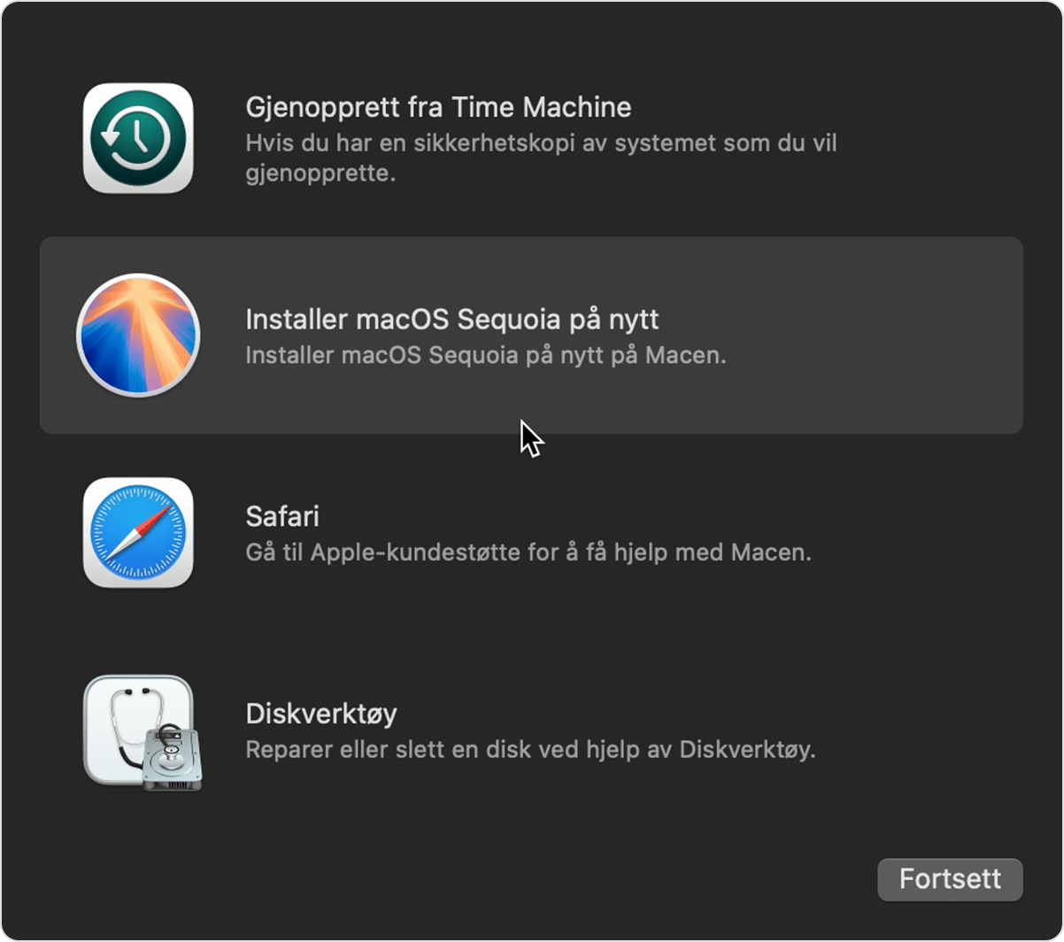 Vinduet for Verktøy for macOS Sequoia