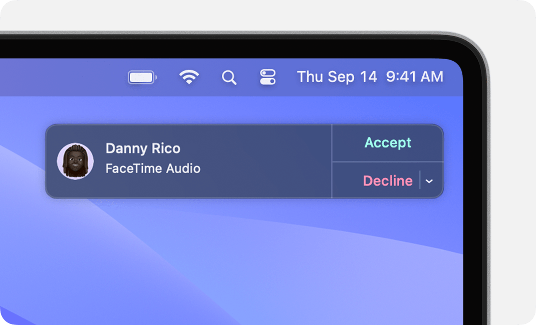 FaceTime notification on Mac