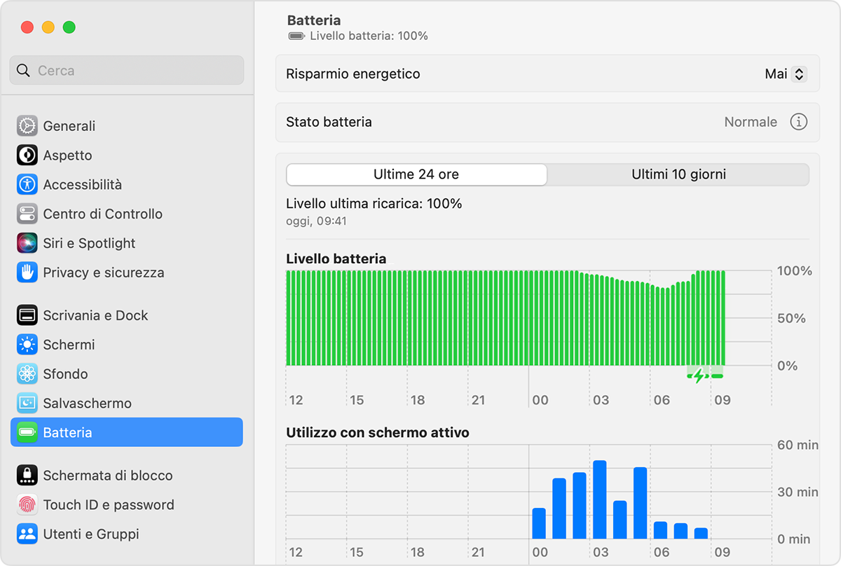 Impostazioni Batteria in macOS Ventura