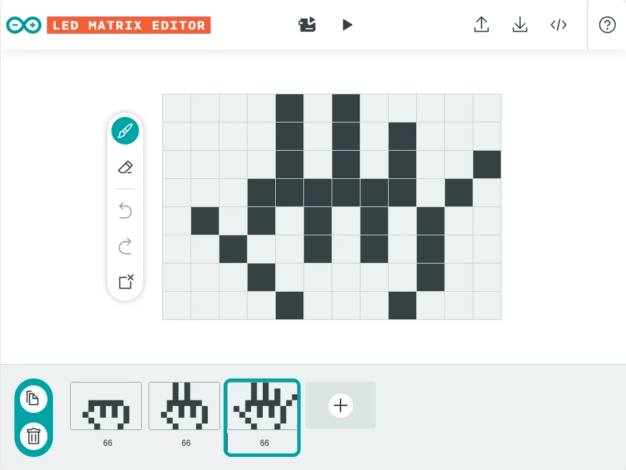 LEDマトリクス｢パー｣の表示パターン。