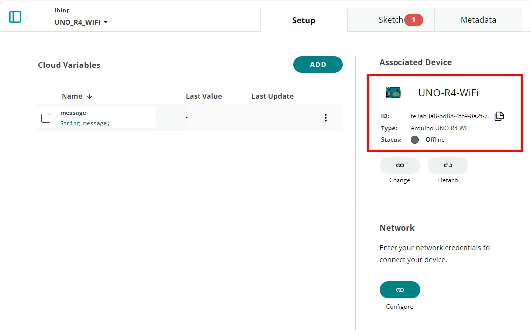 Arduino UNO R4 WiFiが紐づけられました。