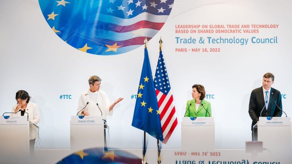 Photo: The May 2022 meeting of the Trade and Technology Council in Saclay, France. Credit: Valdis Dombrovskis via Twitter.