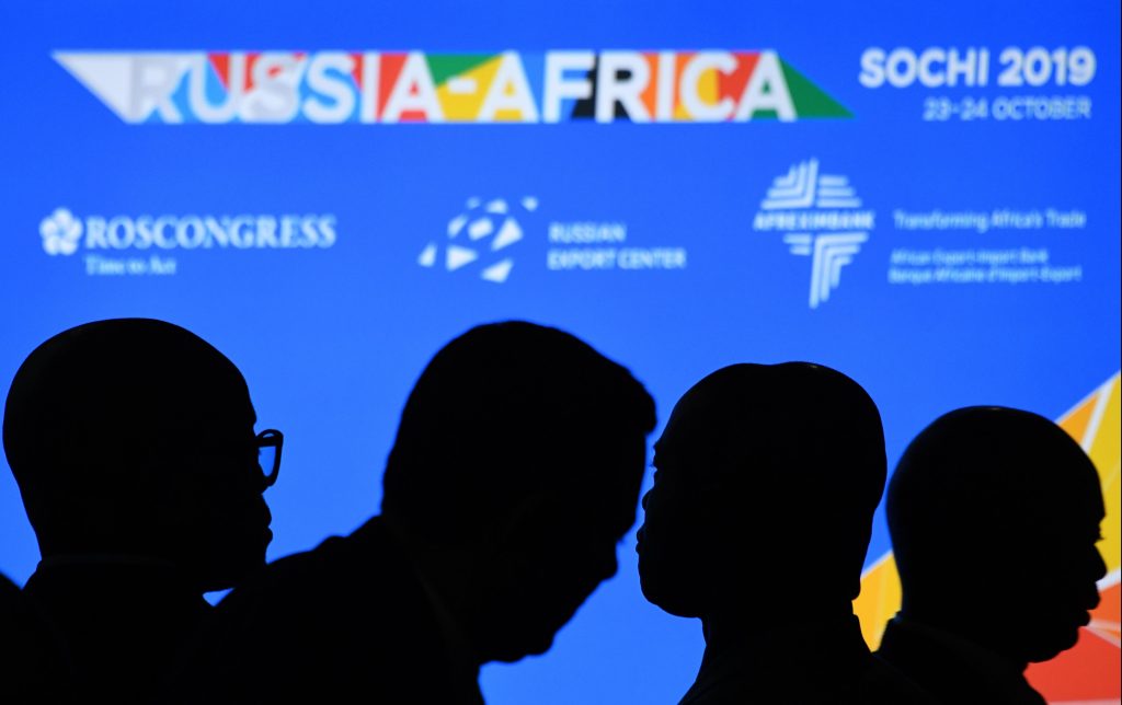 Photo: Participants are silhouetted during a forum under the framework of the first Russia-Africa Summit in Sochi, Russia, on Oct. 23, 2019. The Russia-Africa Summit is the first of its kind in the history of the Russia-Africa ties. Credit: Sputnik via Xinhua