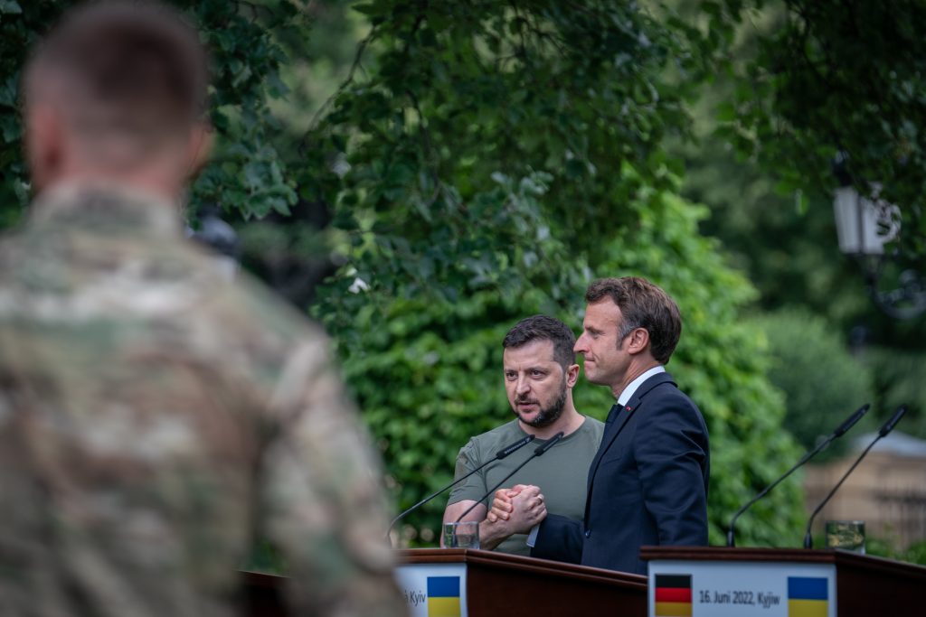 Photo: French President Emmanuel Macron and Ukrainian President Volodymyr Zelenskyy at Credit: © Soazig de la Moissonniere / Presidency of the Republic via Flickr. https://flic.kr/p/2nwquS6