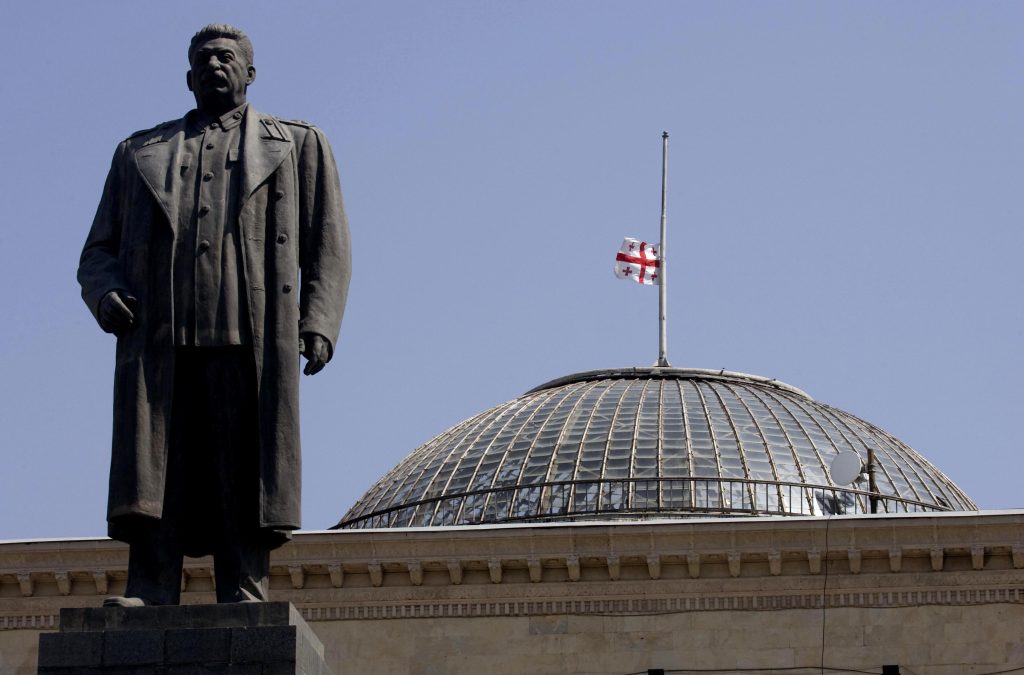 Photo: A monument of Soviet dictator Josef Stalin is seen in the centre of his birthplace, the Georgian town of Gori, which is now occupied by Russian troops south of South Ossetia, August 19, 2008. Credit: REUTERS/Vasily Fedosenko (GEORGIA)