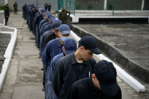 Photo: Russian prisoners of war are being held in a camp in Western Ukraine, on April 25, 2024. Credit: Alfons Cabrera/NurPhoto