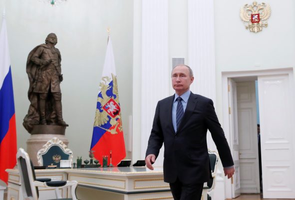 Photo: Russian President Vladimir Putin attends a meeting with his Moldovan counterpart Igor Dodon at the Kremlin in Moscow, Russia January 30, 2019. Credit: REUTERS/Maxim Shemetov