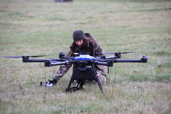 Photo: The Khartiia territorial community volunteer unit practice flying drones for military intelligence, Kharkiv Region, northeastern Ukraine, November 4, 2022. Credit: Photo by Vyacheslav Madiyevskyy/Ukrinform/ABACAPRESS.COMNo Use Russia.